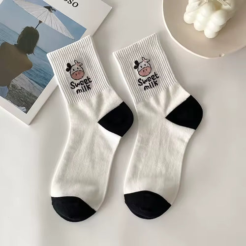 Hand Stitches Cow Socks